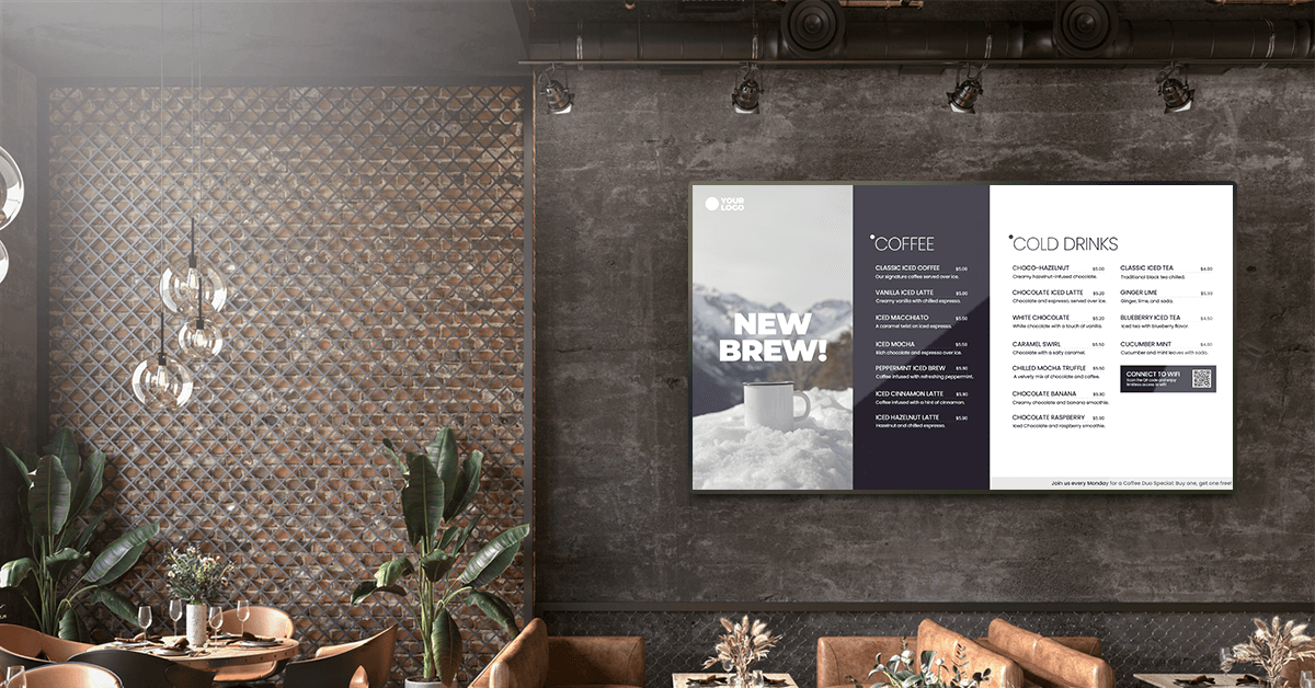How to create a digital menu board: setup, software and design tips