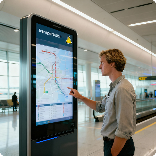 Interactive digital signage transportation map with Yodeck
