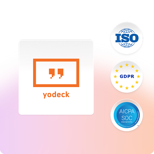 Yodeck logo with digital signage certifications